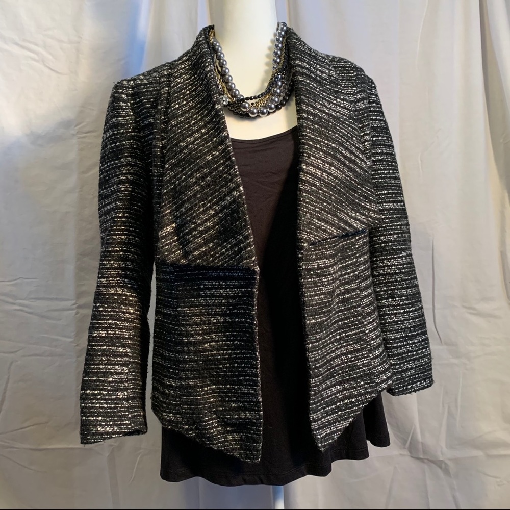 Chico’s black & white tweed/boucle blazer/jkt